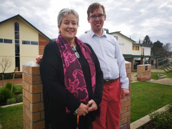 Waikato University graduate Damien Peers with his St John’s College, Hamilton English teacher Helen Kato, who is now the full time Special Education Needs Coordinator (Senco) at the school. Photo: Mary Anne Gill.
